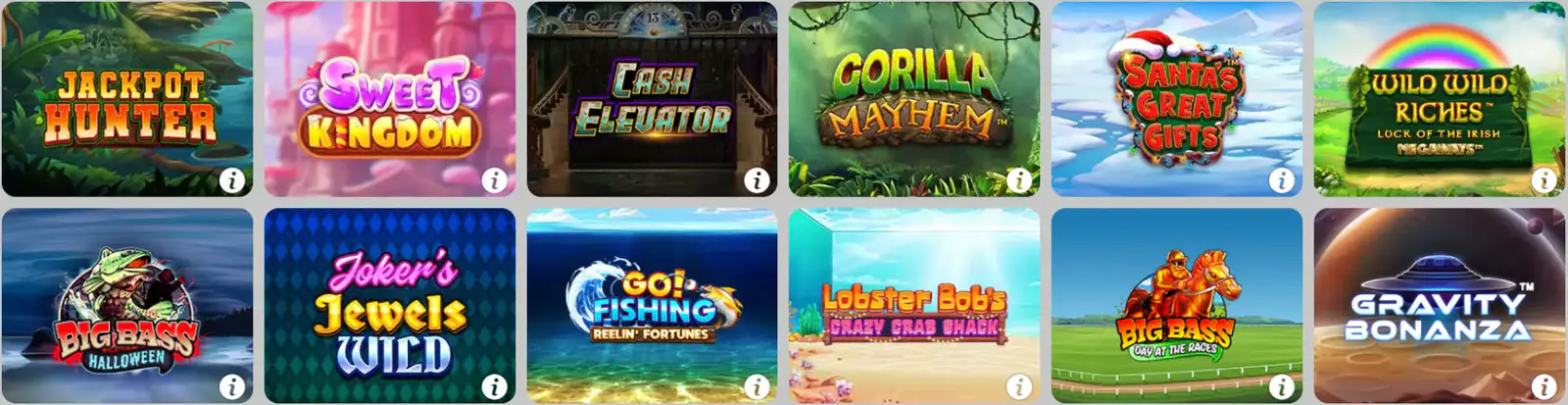 Gokkasten bij Betway Casino met titels zoals Jackpot Hunter, Sweet Kingdom, Cash Elevator en Gorilla Mayhem